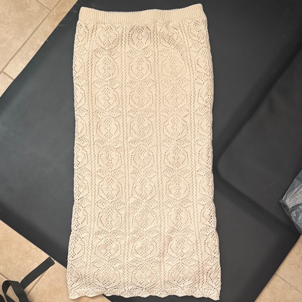 Cream Crochet tube top dress